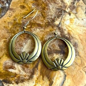 Brass Etched Vintage 70’s Handmade Earrings